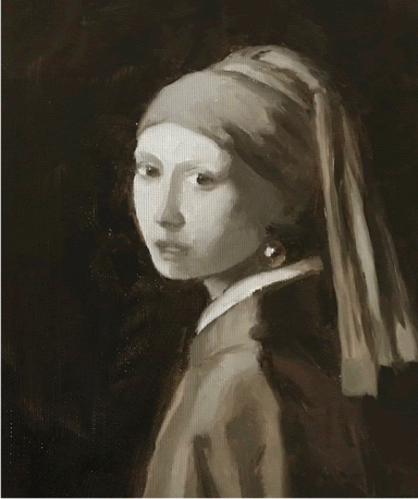 Vermeer copy oil sketch